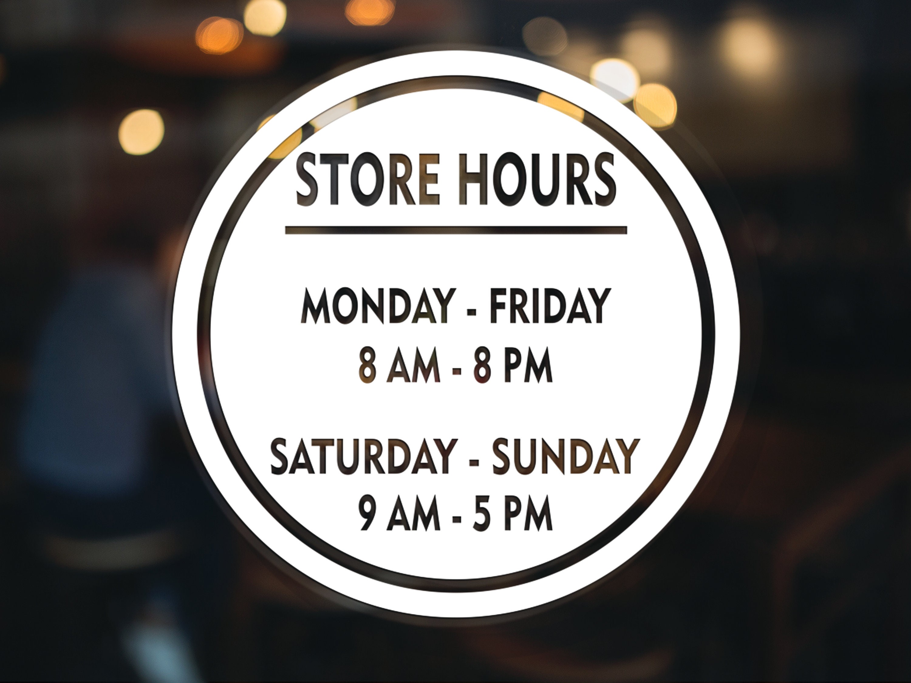 Business Hours Sticker Hours of Operation Decal Store Hours Etsy