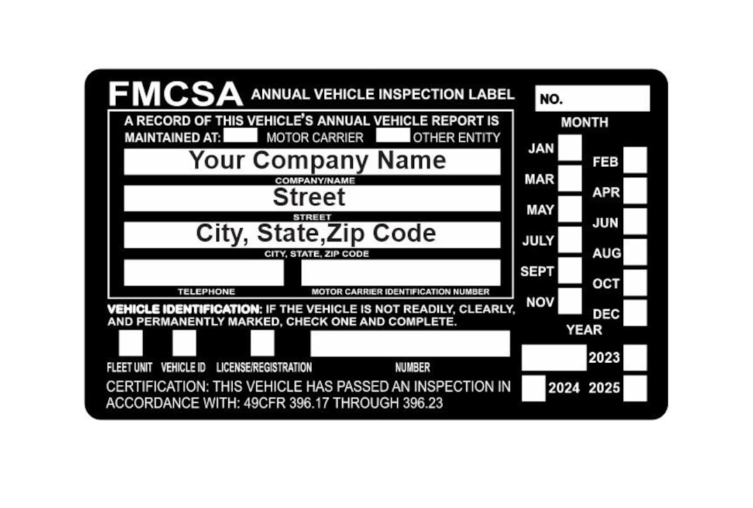 Inspección anual del vehículo DOT 2023 Etiqueta FHMA o FMCSA Etsy España