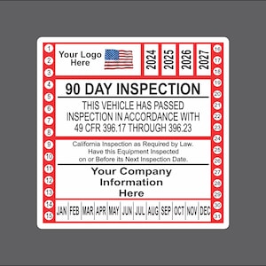 Ten Day Inspection Sticker Vehicle Decal 90 Day Inspection Label, 2026, Personalized With Your ...