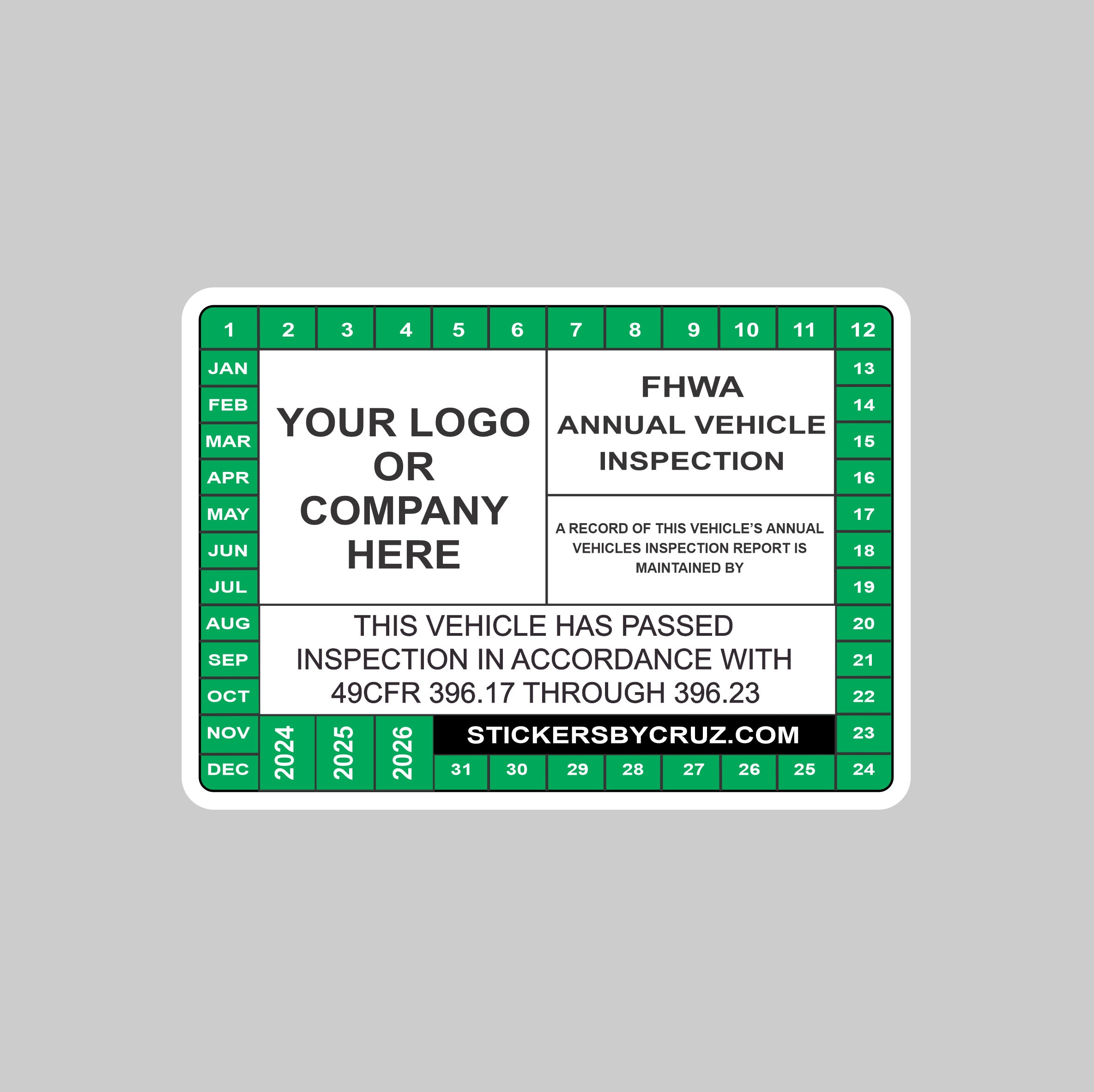 Fhwa Periodic Inspection Sticker Personalized DOT Inspection Sticker, 2026, FHWA, FMCSA - Etsy