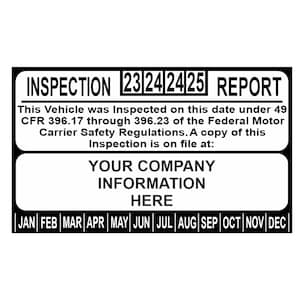 2025 Personalized Annual Vehicle Inspection Decal, FHWA, FMCSA with your company information.
