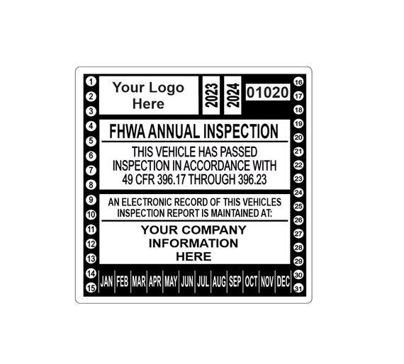 Get Compliant: 50 Pack FHWA DOT Annual Inspection Vinyl Decals, 5x3 Inches