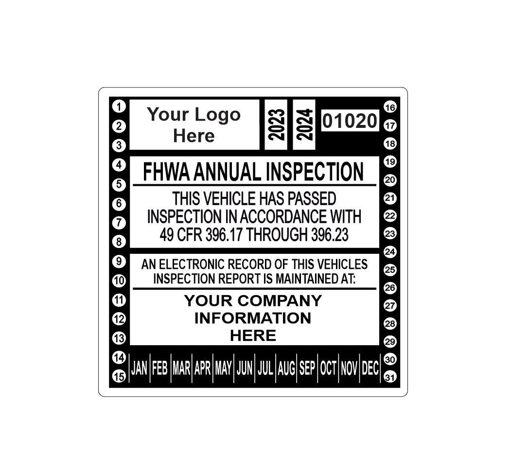 2026 FMCSA/FHWA Annual Vehicle Inspection Sticker, Customizable - Etsy
