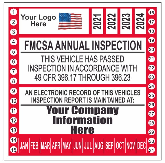 fmcsa-or-fhwa-annual-vehicle-dot-inspection-sticker-truck-etsy