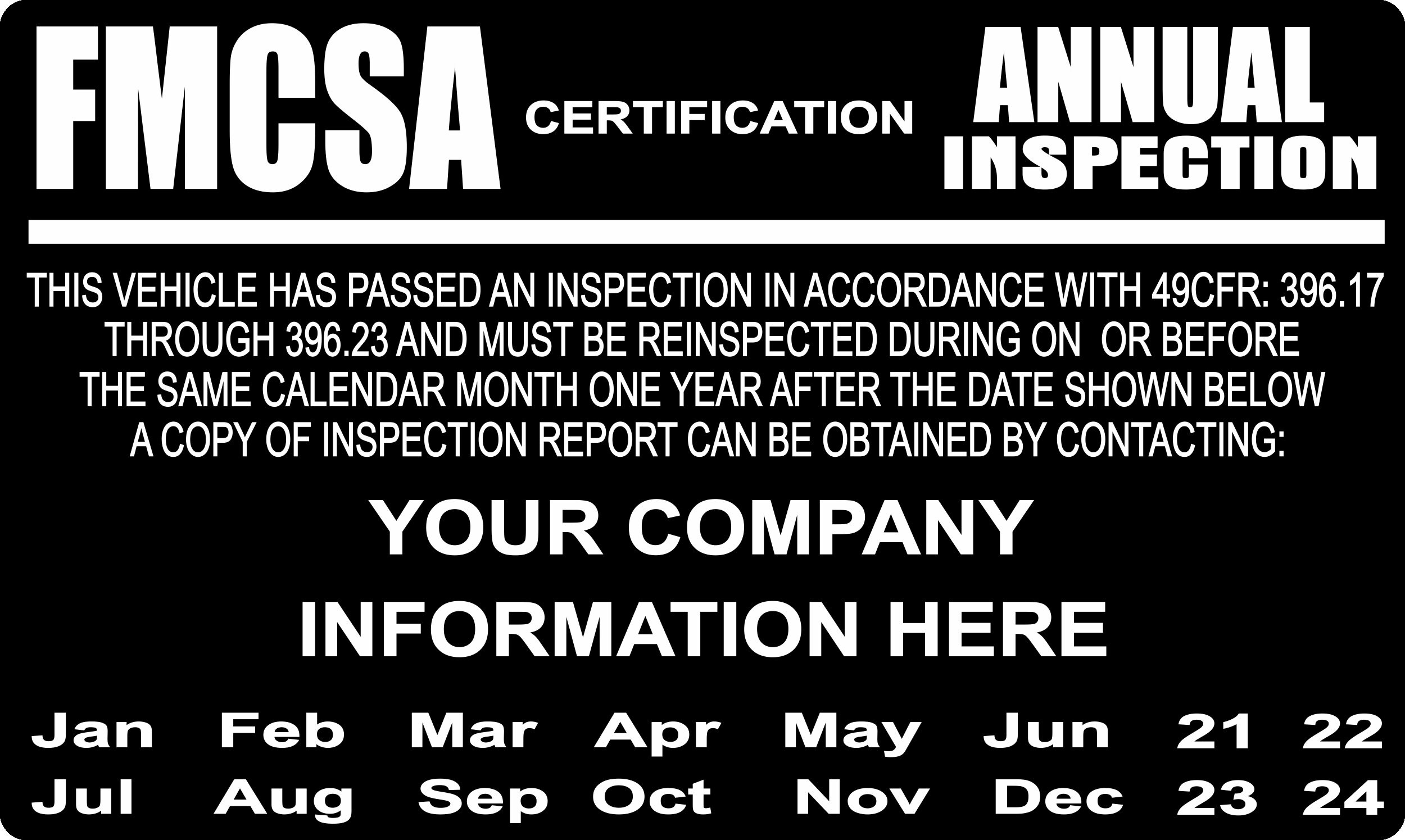 Annual Vehicle DOT Inspection Sticker FHWA or FMCSA Vehicle Etsy