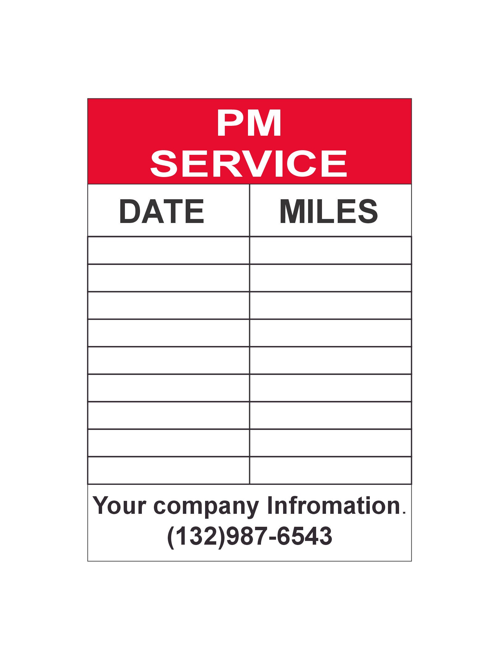 Professional PM Service and Maintenance Record Stickers 5 X 3.5 Inches ...