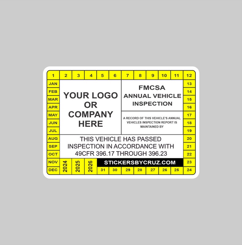 Dot Inspection Sticker Example Personalized DOT Inspection Sticker, 2026, FHWA, FMCSA - Etsy