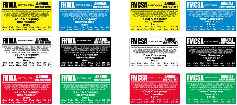 Fhwa Sticker Personalized DOT Annual Vehicle Inspection Sticker, FHWA FMCSA 2026 - Etsy