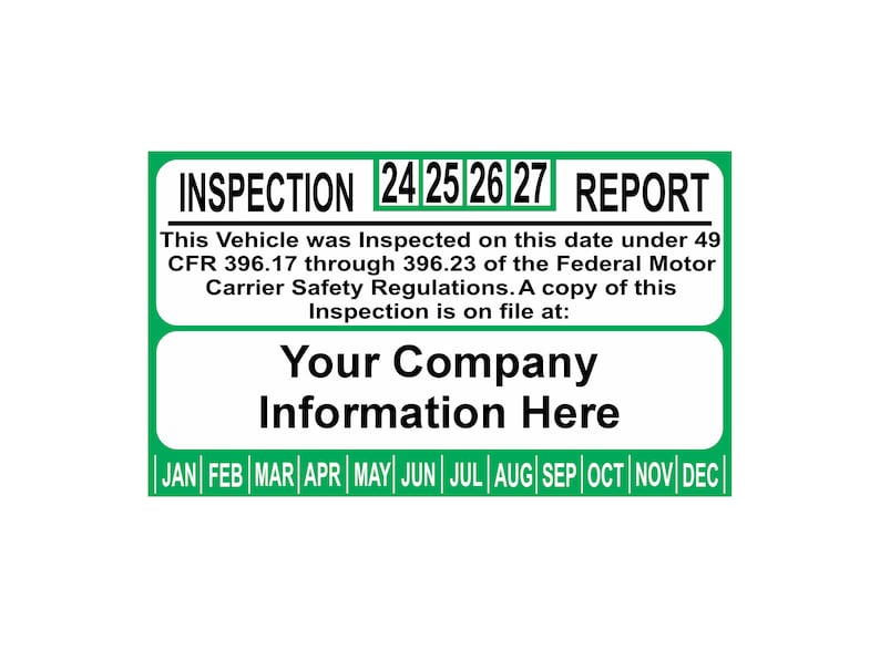 2026 Annual Vehicle Inspection Sticker: Personalized DOT Decal - Etsy