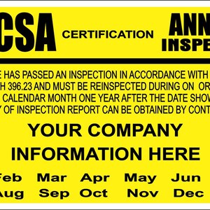 Annual Vehicle DOT Inspection Sticker, FHWA or FMCSA, Vehicle Label, Truck Sticker, Commercial Vehicle Sticker, 2025