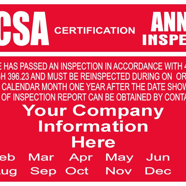 Annual Dot Inspection Sticker Etsy