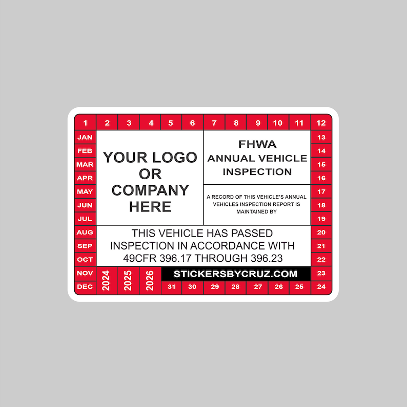 Dot Inspection Sticker Example Personalized DOT Inspection Sticker, 2026, FHWA, FMCSA - Etsy