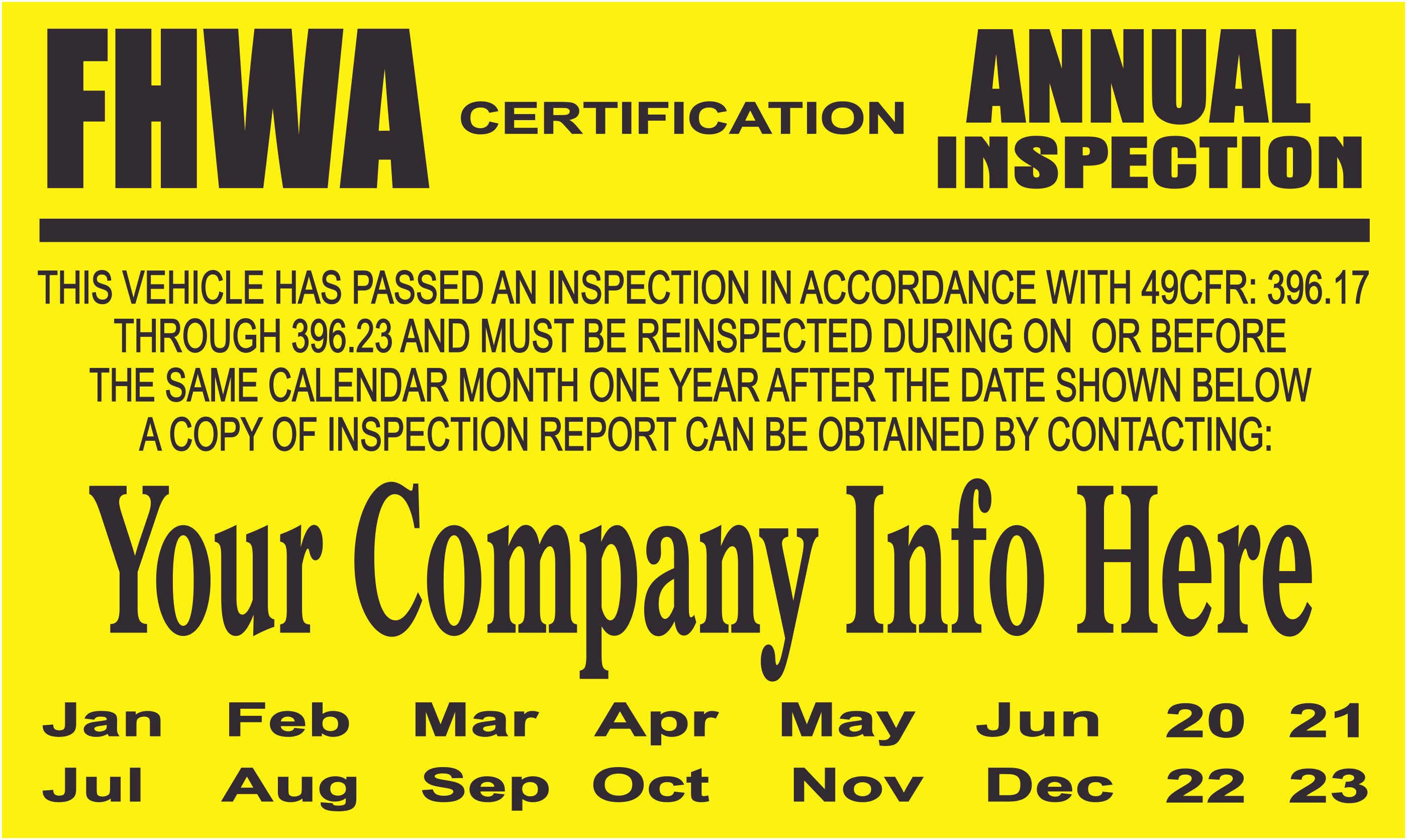 Annual Vehicle DOT Inspection Sticker FHWA or FMCSA Vehicle Etsy