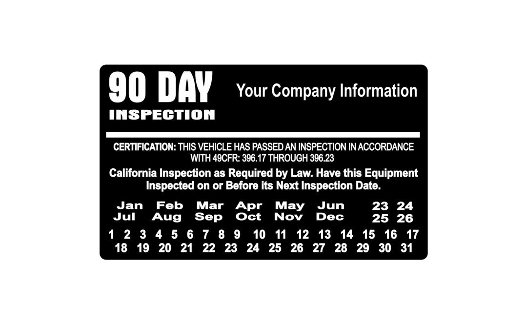 Vehicle Decal 90 Day Inspection Personalized With Your Etsy