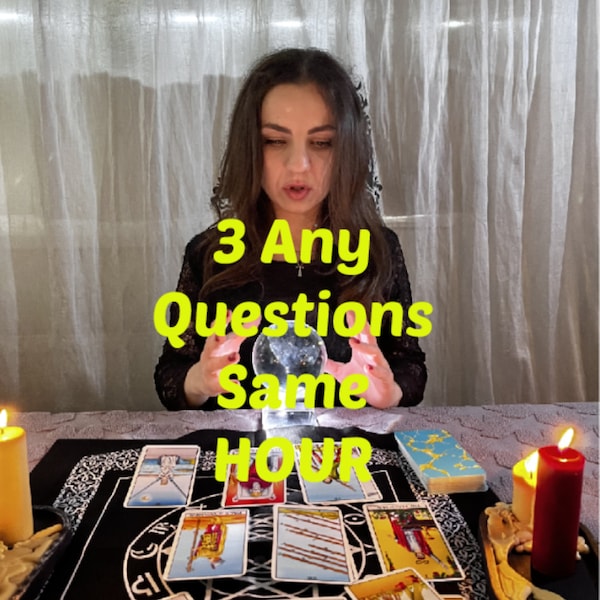 Same Hour 3 Questions Psychic Reading + Advice by Izaura, 98% Acc., Love, Career, Soulmate, Twin Flame, Tarot Card Layout Enclosed