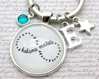 Hakuna Matata personnalisé, symbole de l'infini, oiseaux de l'infini, porte-clés citation swahili