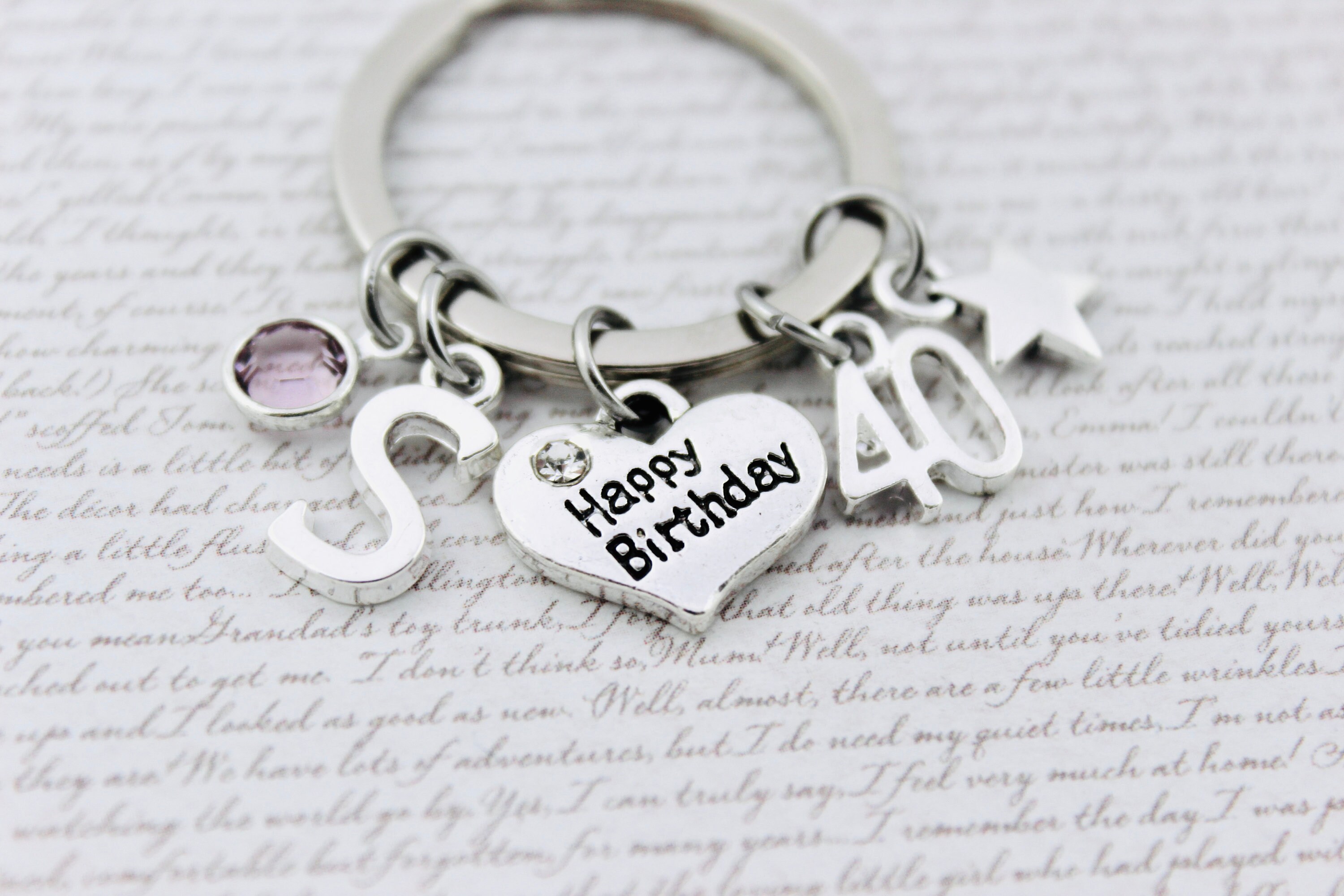 Happy Birthday 40, 40th Birthday Keyring, Personalised Milestone Age ...