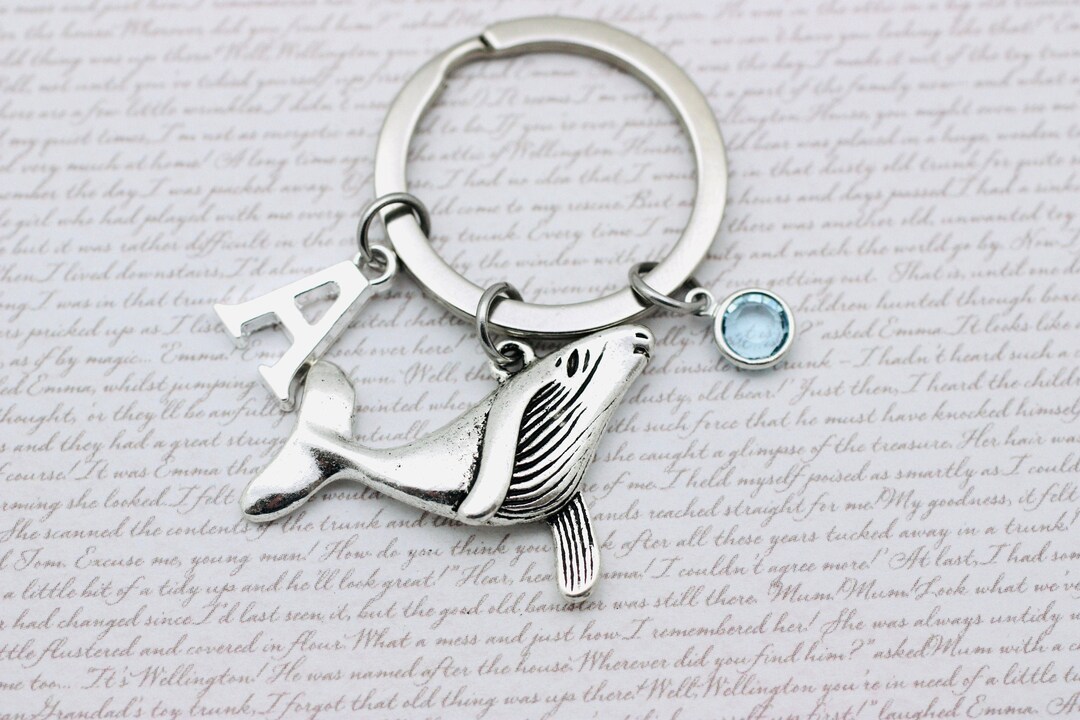 Whale Charm Keyring, Blue Whale, Humpback Whale Key Ring, Beluga Gift