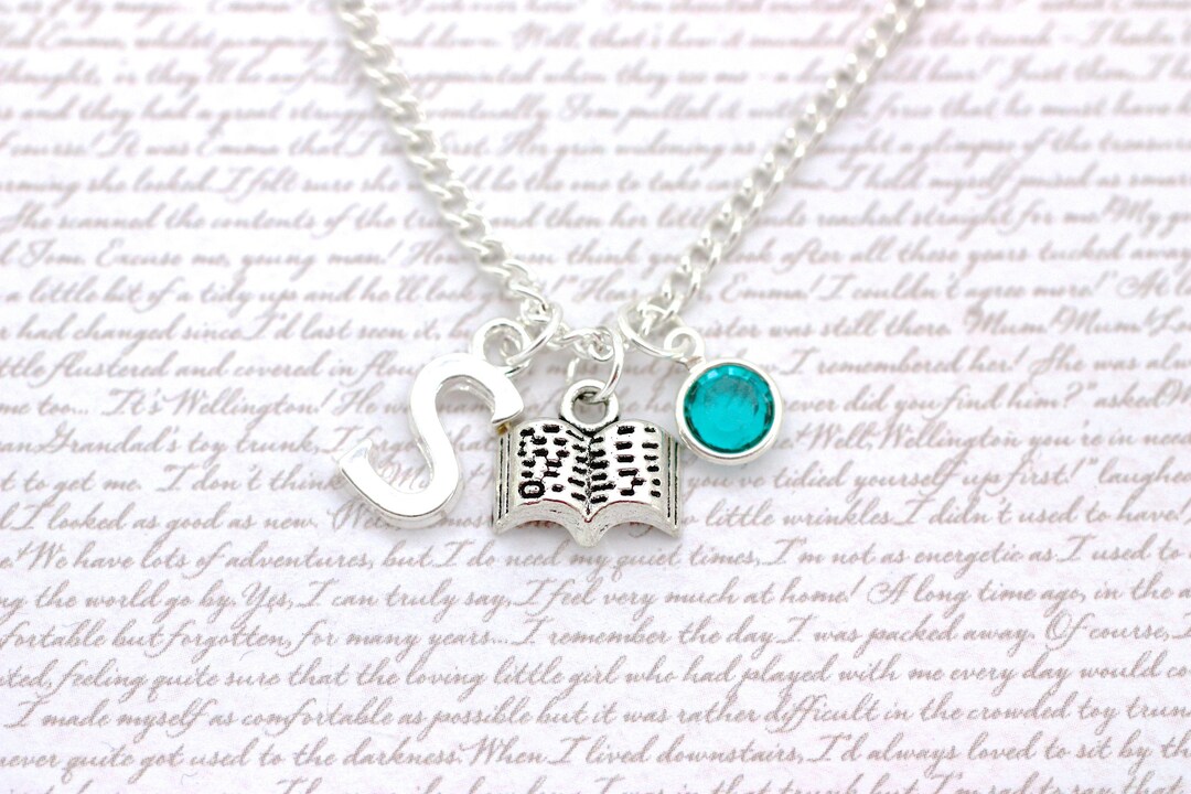 Book Charm Necklace Writer Gift Author Reading Writing Etsy