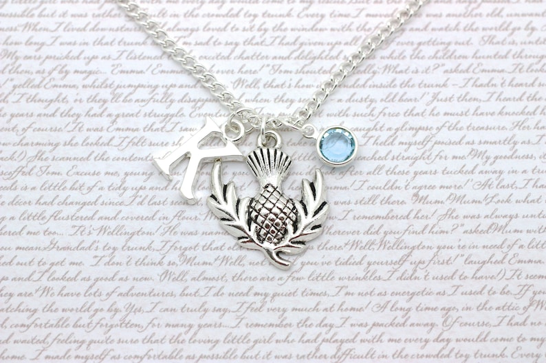 Scottish Thistle Charm Necklace Scotland Thistle Flower Etsy