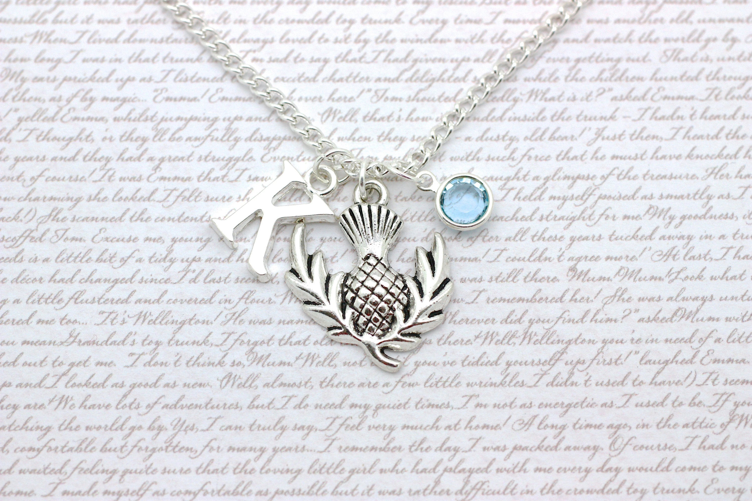Scottish Thistle Charm Necklace Scotland Thistle Flower Etsy