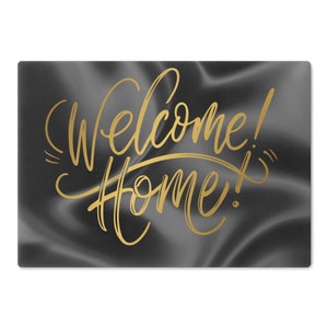 Glass Cutting Board - Welcome Home Charcuterie Board or Wedding Gift, Housewarming Present Kitchen Decor, Custom Personalized Chopping