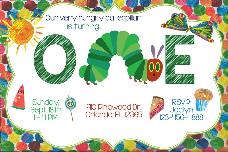 Very Hungry Caterpillar Invite Very Hungry Caterpillar Etsy