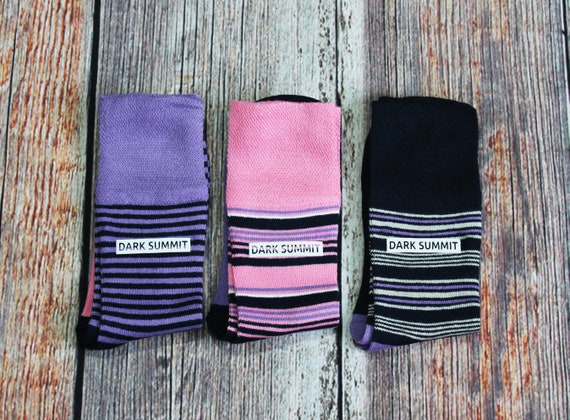 Womens Bamboo Fibre Stripy Socks Soft TopsNon-ElasticSet of 3