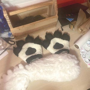 Fursuit paws and tail set- black and white