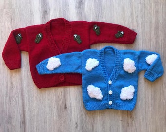 Cactus and Cloud Toddler Sweaters - Hand Knit