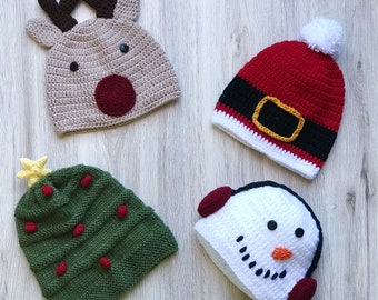 Weihnachtliche Strickmützen für Kinder