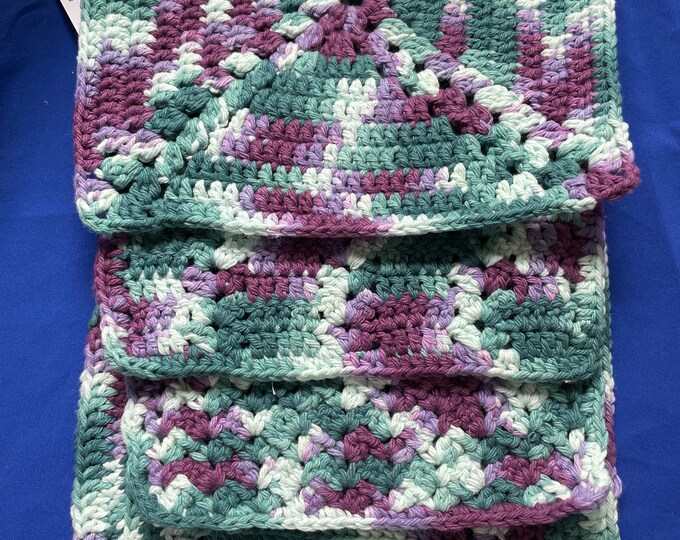 You Choice Crocheted Dishcloths Jewel Colored 100% Cotton