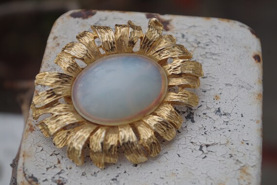 Beautiful Moon Glow Glass Gold Tone From The 80s … - image 1