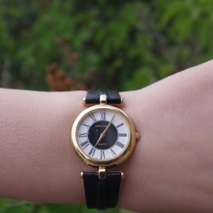 Black Pierre Cardin Genuine Leather Ladies Wrist Watch