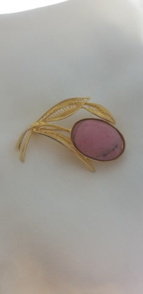 Delicate Pink & Gold Plated Brooch