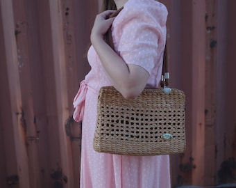 Vintage Raffia Italy Ladies Handbag
