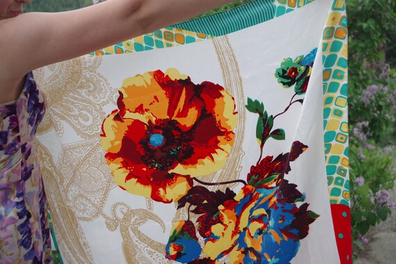 Sale Beautiful multi Colour Floral Design Silk Sc… - image 1