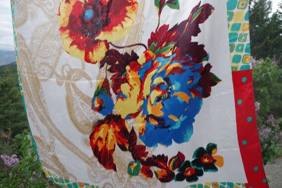 Sale Beautiful multi Colour Floral Design Silk Sc… - image 4