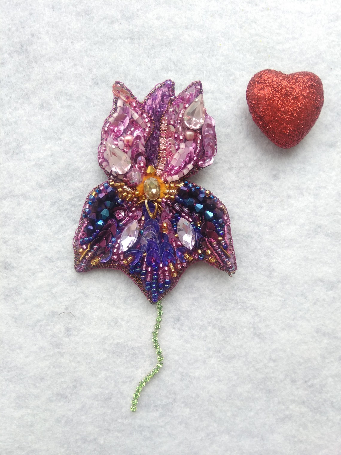 Iris jewelry Flower brooch Lilac lovers jewelry Etsy
