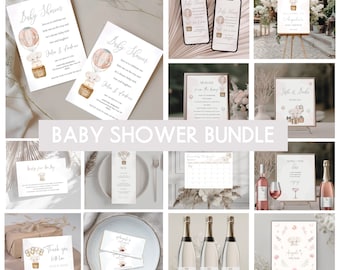 Elephant Baby Shower Invitation Bundle, Games, Decorations (Digital Download)
