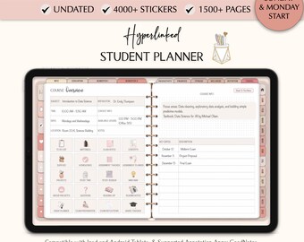Digital Student Planner: Hyperlinked Academic Organizer (Digital Download)