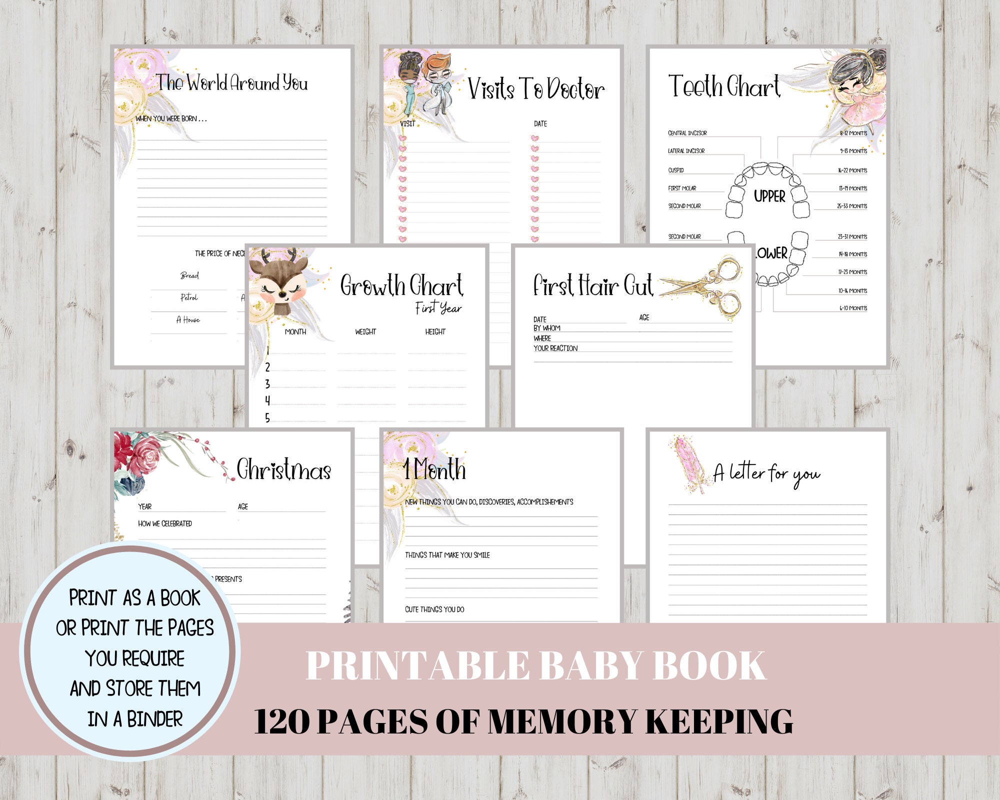 Printable Baby Journal Printable Baby Book Pages Baby Etsy