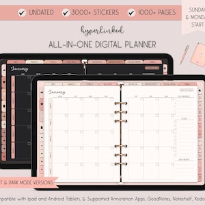 Dark Mode Digital Planner, Digital Life Planner, Undated Digital Planner for iPad, Notability Planner, Goodnotes Template, XODO Planner