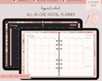 Dark Mode Digital Planner, Digital Life Planner, Undated Digital Planner for iPad, Notability Planner, Goodnotes Template, XODO Planner