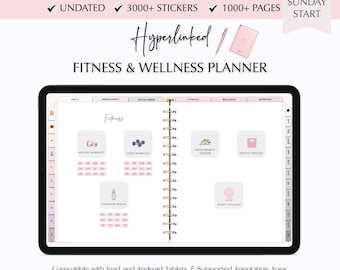 Digital Fitness & Wellness Planner: Hyperlinked Tracker (Digital Download)