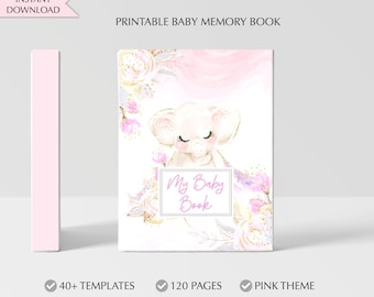 Printable Baby Memory Book: Pink Floral Theme (Digital Download)