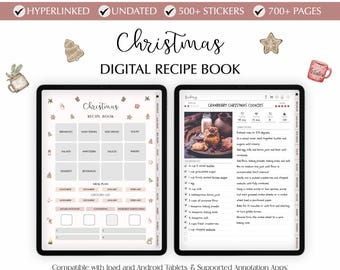 Christmas Digital Recipe Book: Meal Planner, Grocery List (GoodNotes, iPad)