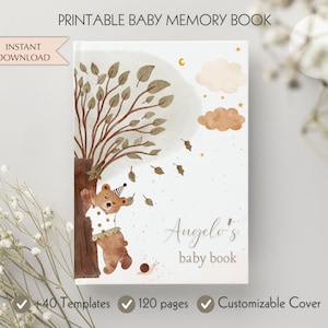 Baby Journal Printable - Customizable Cover - Printable Baby Book Pages - Baby Memory Book - Baby Book First Years - Baby Milestone Book