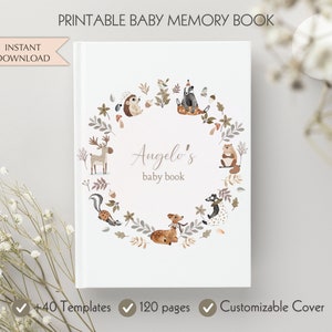 Baby Journal Printable - Customizable Cover - Printable Baby Book Pages - Baby Memory Book - Baby Book First Years - Baby Milestone Book