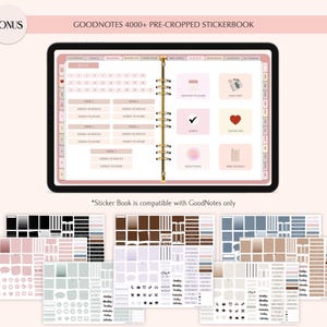 K&ouml;nnte beinhalten: Ein digitales Planer-Stickerbuch f&uuml;r die GoodNotes-App mit &uuml;ber 4000 vorgefertigten Stickern. Das Stickerbuch enth&auml;lt eine Vielzahl von Stickern zum Planen, Zeitplanen und Journalisieren. Die Sticker sind in verschiedene Kategorien unterteilt, wie z. B. Monats-Planer, Wochen-Planer, Gewohnheits-Tracker und mehr. Das Stickerbuch ist nur mit GoodNotes kompatibel.